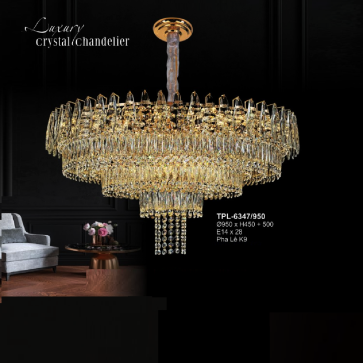 A - TPL - 6347/950: Đèn thả Phale K9 - KT: Ø950mm x H450mm +500mm - Bóng đèn E14 x 28 bóng