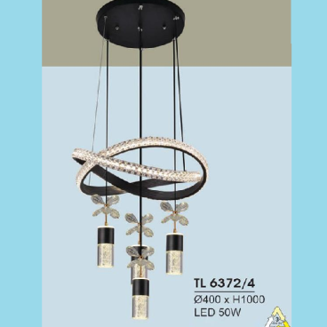 HF - TL - 6372/4: Đèn thả LED - KT: Ø400mm x H1000mm - Đèn LED 50W đổi 3 màu