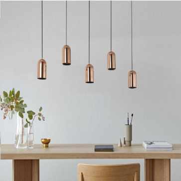 CODE: MD639-5L: Đèn thả nganh 5 ống đèn LED - KT: L850mm x W85mm x H1500mm - Đèn LED COB 5x5W ánh sáng vàng 3000K