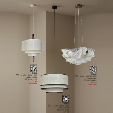 THD64: Đèn thả đơn - KT: Ø600mm x H300mm - Bóng đèn E27 x 5 bóng