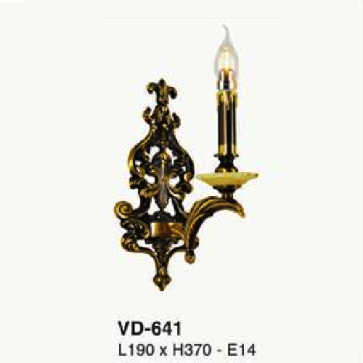 E - VD - 641: Đèn vách đồng đơn chén đá - KT: L190mm x  H370mm - Đèn chân E14 x 1 bóng