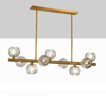 35 - TTK64N9: Đèn thả ngang thân xi vàng, chao đèn Phale - KT: L900mm - Đèn LED G9 x 9 bóng