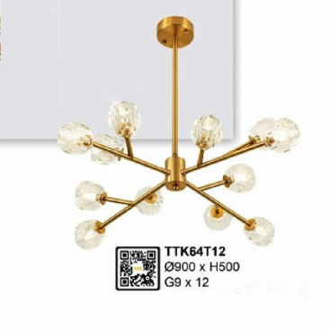 35 - TTK64T12: Đèn chùm LED 12 tay chao Phale - KT: Ø900mm x H500mm - Đèn LED G9 x 12 bóng