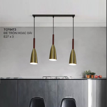 TCF64T3: Đèn thả 3 bóng ( đế đèn tròn hoặc dài) - Bóng đèn E27 x 3 bóng