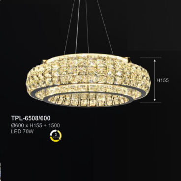 A - TPL - 6508/600: Đèn thả LED Phale - KT: Ø600mm x H150mm + 1500mm - Đèn LED 70W ánh sáng đổi 3 màu