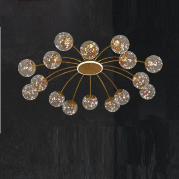 HF - CY 6526/16: Đèn chùm ý 16 bóng - KT: Ø1030mm x H230mm - Đèn LED 128W ánh sáng vàng