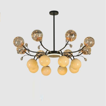 HF - TL 6532/16: Đén chùm chao quả bi 16 bóng - KT: Ø1000mm x H770mm - Bóng đèn LED 38W ánh sáng vàng 4000K + Bóng đèn E27 x 8 bóng