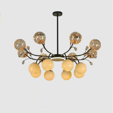 HF - TL 6532/16: Đén chùm chao quả bi 16 bóng - KT: Ø1000mm x H770mm - Bóng đèn LED 38W ánh sáng vàng 4000K + Bóng đèn E27 x 8 bóng