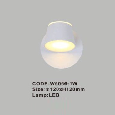 CODE: W6066 -1W: Đèn gắn tường LED - KT: Ø120mm x H120mm - Đèn LED