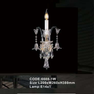 CODE: 6608 - 1W: Đèn gắn tường Phale nến 1 bóng - KT: L200mm x W260mm x H380mm - Đèn LED 1W + Bóng đèn nến chân E14 x 1 bóng