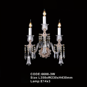 CODE: 6608 - 3W: Đèn Gắn tường Phale nến 3 bóng - KT: L350mm x W230mm x H430mm - Đèn LED 3W + Bóng đèn nến E14 x 3 bóng