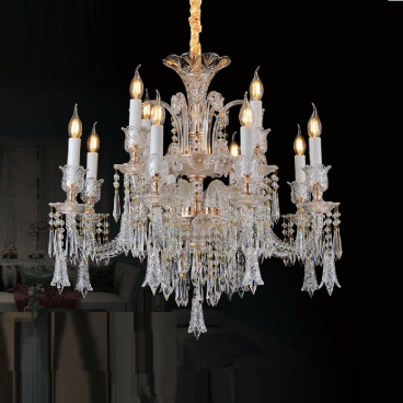 CODE: 6008 - 8 + 4: Đèn chùm Phale nến 12 tay - KT: Ø750mm x H700mm - Bóng đèn chân E14 x 12 bóng