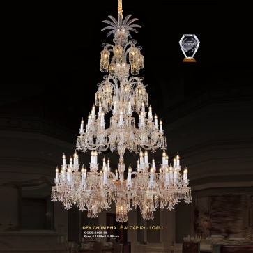 CODE: 6608 - 88: Đèn chùm Phale nến 88 tay - KT: Ø1600mm x H2800mm - Bóng đèn nến E14 x 88 bóng
