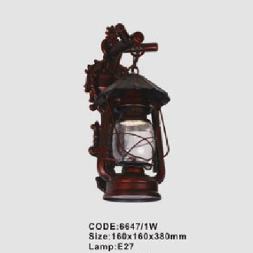 CODE: 6647/1W: Đèn gắn tường ngoài trời Măng - Xông - KT: 160mm x 160mm x 380mm - Đèn E27 x 1 bóng