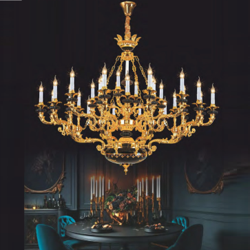 NC 6670/16+8+8+4: Đèn chùm nến 36 tay - KT: Ø1250mm x H1100mm + 500mm - Bóng đèn nến E14 x 36 bóng