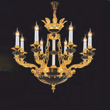 NC 6670/8: Đèn chùm nến 8 tay - KT: Ø700mm x H650mm + 500mm - Bóng đèn nến E14 x 8 bóng