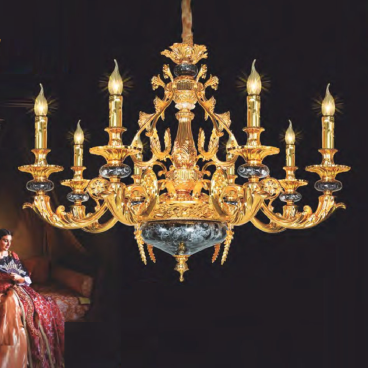 NC 6672/8: Đèn chùm nến 8 tay - KT: Ø800mm x H600mm +400mm - Bóng đèn nến E14 x 8 bóng