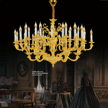 CODE: 6673-30: Đèn chùm nến 30 tay - KT: Ø1250mm x H900mm - Bóng đèn nến E14 x 30 bóng