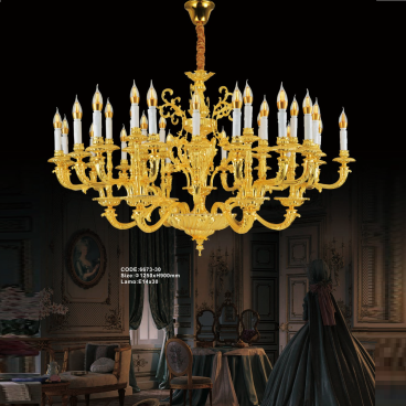 CODE: 6673-30: Đèn chùm nến 30 tay - KT: Ø1250mm x H900mm - Bóng đèn nến E14 x 30 bóng