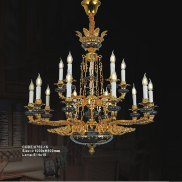CODE: 6760 - 15: Đèn chùm nến 15 tay - KT: Ø1000mm x H800mm - Bóng đèn E14 x 15 bóng