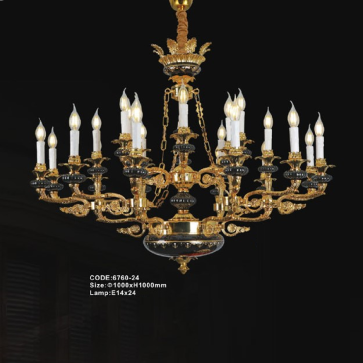 CODE: 6760 - 24: Đèn chùm nến 24 tay - KT: Ø1000mm x H1000mm - Bóng đèn E14 x 24 bóng