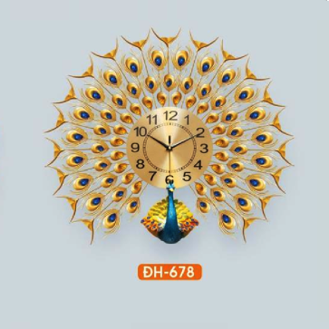 HF - ĐH - 678: Đồng hồ trang trí hình chim công - KT:  L700mm x H700mm