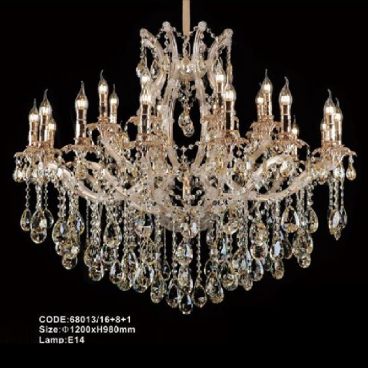 CODE: 68013/12+6+1: Chùm Phale nến 19 tay - KT: Ø950mm x H800mm - Đèn nến chân E14 x 19 bóng