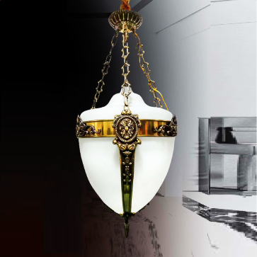 VE - TĐ - 6832/500: Đèn thả đồng - KT: Ø500mm x H900mm - Đèn chân E14