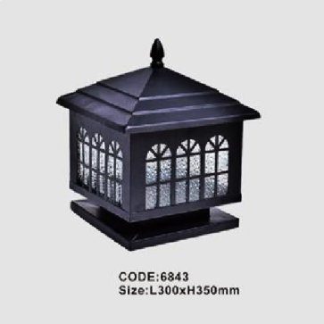 CODE: 6843: Đèn gắn đầu trụ - KT: L300mm x H350mm - Bóng đèn E27 x 1