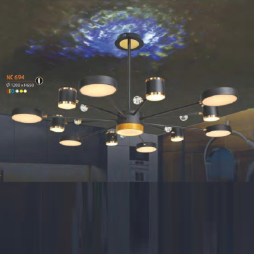 NC 694: Đèn chùm LED - KT: Ø1200mm x H650mm - Đèn LED đổi 3 màu
