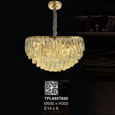 TPL695T600:Đèn thả Phale - KT: Ø600mm x H300mm - Bóng đèn E14 x 8 bóng