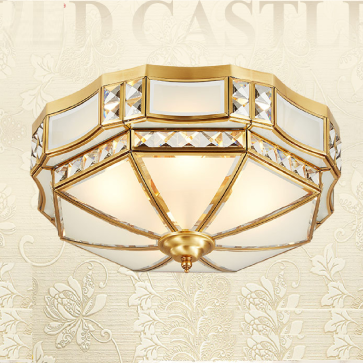 OD - 697A-18: Đèn ốp trần xi mạ đồng - KT: Ø350mm x H190mm - Đèn E27 x 4 bóng