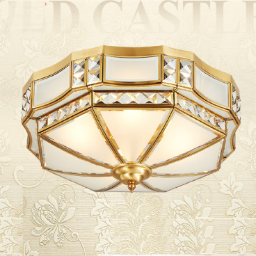 OD - 697A-18: Đèn ốp trần xi mạ đồng - KT: Ø350mm x H190mm - Đèn E27 x 4 bóng