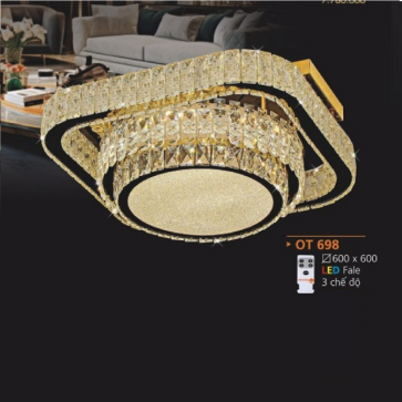 AD - OT 698: Đèn áp trần Phale LED - KT: L600mm x W600mm +600mm - Đèn LED đổi 3 màu