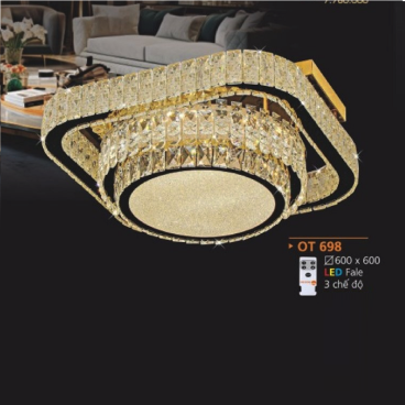 AD - OT 698: Đèn áp trần Phale LED - KT: L600mm x W600mm +600mm - Đèn LED đổi 3 màu