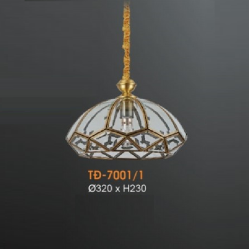 VE - TĐ - 7001/1: Đèn thả đồng - KT: Ø320mm x H230mm - Đèn E27 x 1 bóng