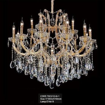 CODE: 7003/12+6+1:  Đèn chùm phale  nến 19 tay  -  KT: Ø1000mm x H760mm - Bóng đèn nến chân E14 x 19 bóng