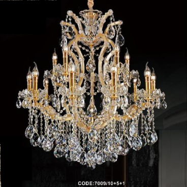 CODE: 7009/10+5+1: Đèn chùm phale nến 16 tay, KT: Ø850mm x H900mm - Đèn chân E14 x 16 bóng