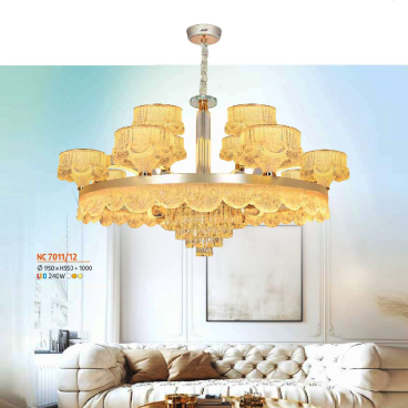 NC 7011/12: Đèn chùm LED 12 tay - KT: Ø950mm x H550mm + 1000mm - Đèn LED 240W ánh sáng đổi 3 màu