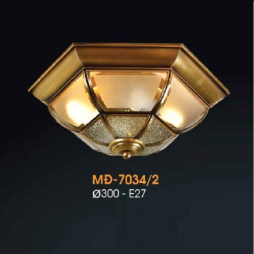 VE - MĐ - 7034/2: Đèn áp trần đồng chao thủy tinh  - KT: Ø300mm  - Bóng đèn E27