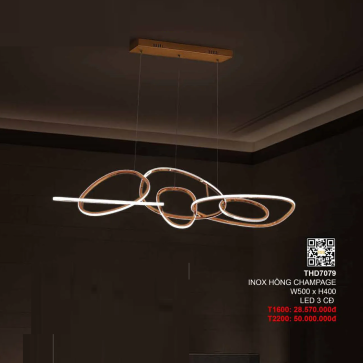 THD7079: Đèn thả LED gắn ngang - KT: L2200mm x W500mm x H400mm - Đèn LED đổi 3 màu