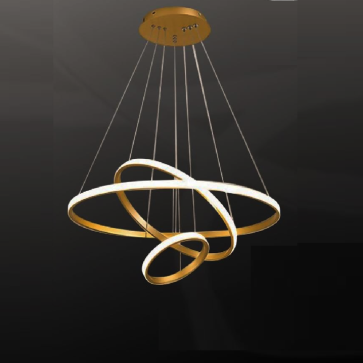 35 - THD7087VÀNG: Đèn thả 3 vòng LED vàng - KT: Ø(300+500+700)mm - Đèn LED 120W ánh sáng đổi 3 màu