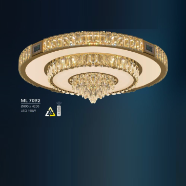 H - ML 7092: Đèn áp trần LED Phale - KT: Ø800mm x H200mm - Đèn LED 160W ánh sáng đổi 3 màu - Remote