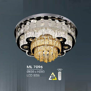 HF - ML 7096: Đèn áp trần LED - KT: Ø600mm x H200mm - Đèn LED 96W ánh sáng đổi 3 màu - Remote