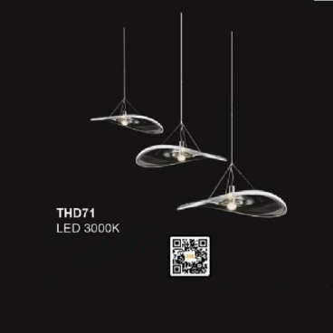 35 - THD71: Đèn thả đơn - KT: Ø300mm - Đèn LED ánh sáng vàng 3000K