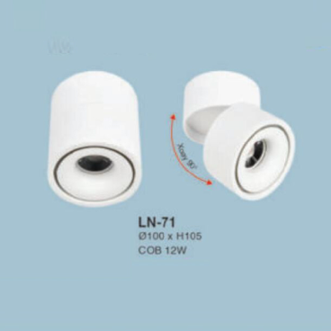 LN - 71: Đèn lon LED COB 12W gắn nổi, 1 chế độ ánh sáng (trắng/ trung tính/vàng)