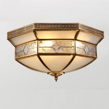 OD - 710: Đèn ốp trần xi mạ đồng - KT: Ø350mm x H140mm - Đèn E27 x 1 bóng