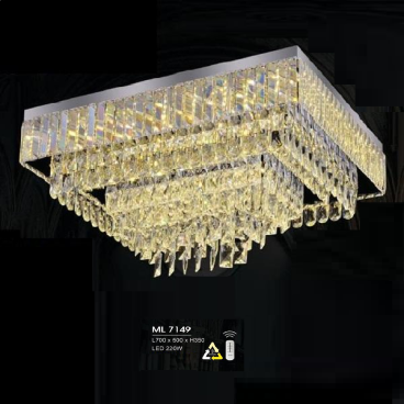 HF - ML 7149: Đèn áp trần chữ nhật LED - KT: L700m x W500mm x H350mm - Đèn LED 220W đổi 3 màu - Remote