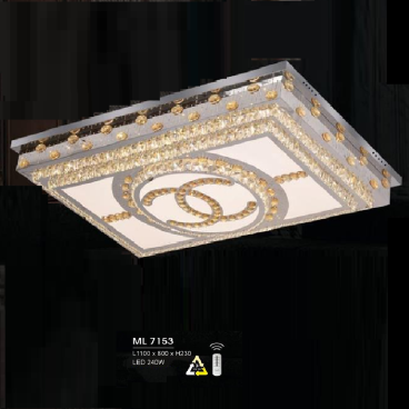 HF - ML 7153: Đèn áp trần LED - KT: L1100m x W800mm x H230mm - Đèn LED 240W đổi 3 màu - Remote