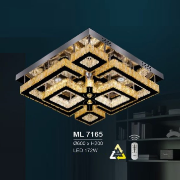 HF- ML 7165: Đèn áp trần LED - KT: 600mm x 600mm x H200mm - Đèn LED 172W đổi 3 màu - Remote